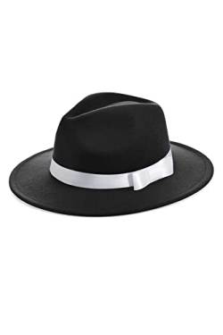 BABEYOND Panama Hut Mafia Gangster Herren Filz Fedora Trilby Bogart Hut 1921 Stil Gatsby Kostüm Accessoires Schwarz von BABEYOND