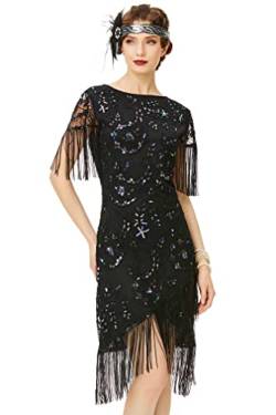 Babeyond 1920er Jahre Flapper-Kleid Great Gatsby Fransen Pailletten Kleid für Abschlussball Party - - Klein von BABEYOND