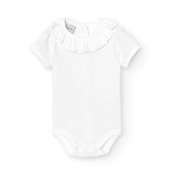 BABIDU Unisex Baby Body Cuello Volante Manga Corta Zugeschnitten, weiß, 18 Monate von BABIDU