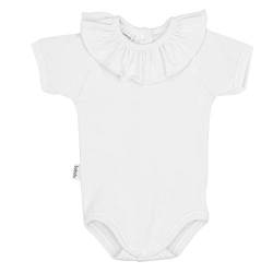 BABIDU Unisex Baby Bodysuit mit Rüschen, Kurze Ärmel Enganliegend, weiß, 0-3 Monate von BABIDU