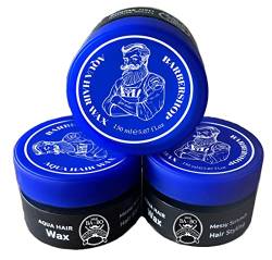 BA-BO M&R Aqua Hair Wax Blau 3 Stück ~ 150ml - Professional Hairwax Haarwachs Barbershop Friseur Aqua Hair Wax Styling for Men … von BABO
