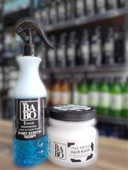 BA-BO M&R Set: 2 Phase Smart Keratin Therapy Spray & Milk Protein Hair Mask von BABO