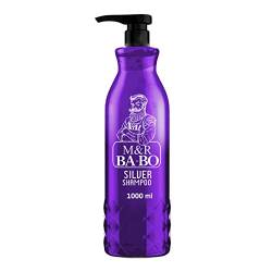 BA-BO M&R Silber Shampoo 1 Stück 1000ml- Professional Hair Silver Shampoo Barbershop Friseurbedarf Gelbstich Blondes Graues Haar von BABO