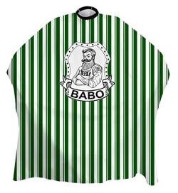 BABO Friseurumhang Crystal Barber - Grün/Weiss, Kittel, Cape, Friseurbedarf, Barbershop, Standardgröße B-140cm L-160cm 1 Stück von BABO