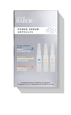 DOCTOR BABOR Power Serum Ampullen Set, verschiedene Ampullen für das Gesicht, für Feuchtigkeit und ebenmäßigeren Teint, vegane Formel, 7x2 ml von BABOR