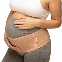 BABYGO® Bauchband Schwangerschaft | Bauchgürtel und Rückenstütze für Schwangerschaft | Schwangerschaftsgürtel, Stützgürtel, bauchstütze, beckengurt | (Beige, XL (46-54)) von BABYGO