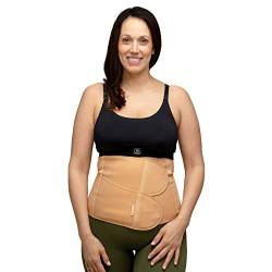 BABYGO® Postpartum Belly Wrap Gürtel für Damen | Kaiserschnitt Bauchgurt | Bauchband Schwangerschaft | inklusive Übungsbuch für Rückbildung nach Geburt | Beige L von BABYGO