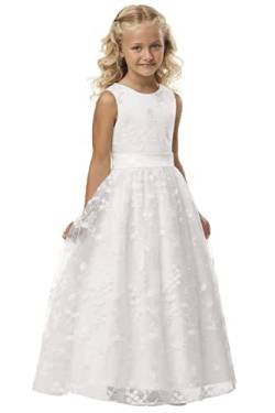 BABYONLINE D.R.E.S.S.® 2022Blumenmädchen Kleid Hochzeit Spitze Tüll Festzug Abendkleid Brautjungfer Hochzeitskleid Erste Kommunikation Kleider Partyskleid Karneval Festzug Cocktailkleid Weiß 6~7 Jahre von BABYONLINE D.R.E.S.S.