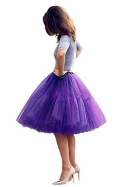 BABYONLINE D.R.E.S.S. Tüllrock Damen Tutu Skirt 5 Lage Petticoat Ballettrock Unterrock Pettiskirt Dunkel Lila von BABYONLINE D.R.E.S.S.