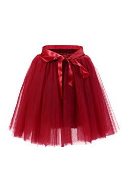 Babyonline Damen Prinzessin Falten Rock Vintage Kleid Spitzen Rock Midirock Ballettrock Tüllrock Unterrock Knielang, Wein Rot, One Size/Einheitsgröße von BABYONLINE D.R.E.S.S.