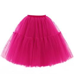 Babyonline Damen Tüllrock 5 Lage Prinzessin Kleider Knielang Petticoat Ballettrock Unterrock Pettiskirt Swing Einheitsgröße - Fuchsie von BABYONLINE D.R.E.S.S.