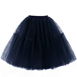 Babyonline Damen Tüllrock 5 Lage Prinzessin Kleider Knielang Petticoat Ballettrock Unterrock Pettiskirt Swing One Size - Dunkel Blau von BABYONLINE D.R.E.S.S.