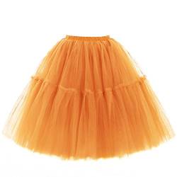 Babyonline Damen Tüllrock 5 Lage Prinzessin Kleider Knielang Petticoat Ballettrock Unterrock Pettiskirt Swing One Size - Orange von BABYONLINE D.R.E.S.S.