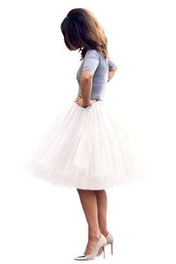 Babyonlinedress Damen Petticoat Retro 50er Jahre Vintage Tüll Audrey Hepburn Rockabilly Petticoat Tutu-18 Farben, weiß, One size von BABYONLINE D.R.E.S.S.