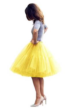 Tüllrock Damen Tutu Skirt 5 Lage Petticoat Ballettrock Unterrock Pettiskirt Gelb von BABYONLINE D.R.E.S.S.