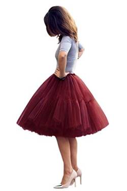 Tüllrock Damen Tutu Skirt 5 Lage Petticoat Ballettrock Unterrock Pettiskirt Weinrot von BABYONLINE D.R.E.S.S.