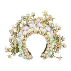 BABYVIVA Haarreif, elegantes Blumenkronen-Stirnband, bunte Blumen, Kopfbedeckung, zartes Blumenhaar-Accessoire, Kopfschmuck für Fotoshootings von BABYVIVA