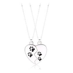 BABYVIVA Halsketten für Frauen, 2 x personalisierte passende Halsketten für Paare, gebrochenes Herz Halskette für Katzenpfote für kreative Magnetpaare Freundschaft, X2.4 2.5 cm, Metall von BABYVIVA