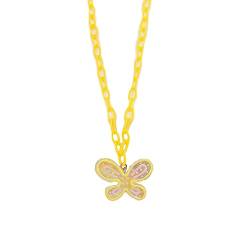 BABYVIVA Halsketten für Frauen, bunte Schmetterlingskette, Y2K, Schmetterlings-Anhänger, Halskette, Schlüsselbeinkette, Halsschmuck für Erwachsene und Kinder, 45 cm, Acryl von BABYVIVA
