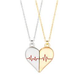 BABYVIVA Halsketten für Frauen, zwei Seelen und ein Herz-Anhänger, Halsketten für Paare, 2 Stück, für kreative Magnet-Paare, Halskette, Pullover-Ketten-Set, As shown in the figure, Metall von BABYVIVA