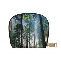 BACKZY National Parks Sunshine Trees bedruckte und modische halbrunde Lederhülle, Karten-Tasche, geeignet zum Mitnehmen von BACKZY