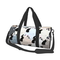 Cow Collection Reisegepäcktasche, rund, großes Fassungsvermögen, multifunktionale Aufbewahrungstasche, Schwarz , Einheitsgröße von BACKZY