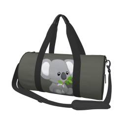 Koala Eat Leaf Print Runde große Kapazität Reisegepäcktasche Multifunktionale Aufbewahrungstasche, Schwarz , Einheitsgröße von BACKZY