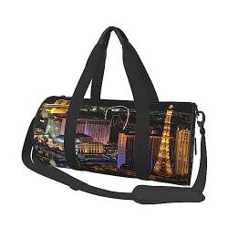 Las Vegas Reisetasche mit Nachtsicht-Aufdruck, rund, große Kapazität, multifunktionale Aufbewahrungstasche, Schwarz , Einheitsgröße von BACKZY