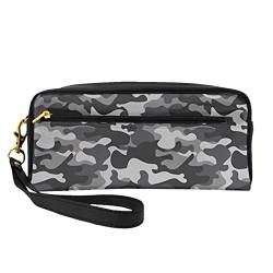 Modische Kosmetiktasche aus Leder mit abstraktem Camouflage-Druck, multifunktionale Aufbewahrungstasche, Schwarz , Einheitsgröße von BACKZY