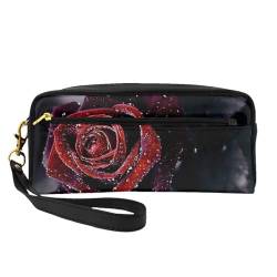 Modische Kosmetiktasche mit Dew Rose Print, multifunktionale Aufbewahrungstasche, Schwarz , Einheitsgröße von BACKZY