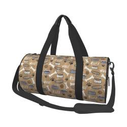 Niedlicher Hundenapf mit Pfotenabdruck, rund, großes Fassungsvermögen, Reisegepäcktasche, multifunktionale Aufbewahrungstasche, Schwarz , Einheitsgröße von BACKZY