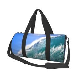 Ocean Big Wave Print Runde große Kapazität Reisegepäcktasche Multifunktionale Aufbewahrungstasche, Schwarz , Einheitsgröße von BACKZY