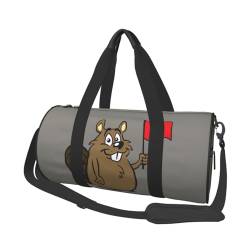 Reisegepäcktasche mit Biberdruck, rund, große Kapazität, multifunktionale Aufbewahrungstasche, Schwarz , Einheitsgröße von BACKZY