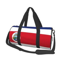 Reisegepäcktasche mit Costa-Rica-Flaggen-Druck, rund, große Kapazität, multifunktionale Aufbewahrungstasche, Schwarz , Einheitsgröße von BACKZY