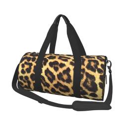 Reisegepäcktasche mit Leopardenmuster, rund, große Kapazität, multifunktionale Aufbewahrungstasche, Schwarz , Einheitsgröße von BACKZY