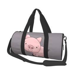 Reisegepäcktasche mit Schweinchen-Aufdruck, rund, große Kapazität, multifunktionale Aufbewahrungstasche, Schwarz , Einheitsgröße von BACKZY