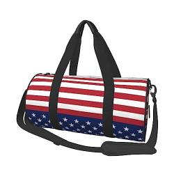 Reisetasche mit amerikanischer Flagge, Sterne, Streifen, rund, großes Fassungsvermögen, multifunktionale Aufbewahrungstasche, Schwarz , Einheitsgröße von BACKZY
