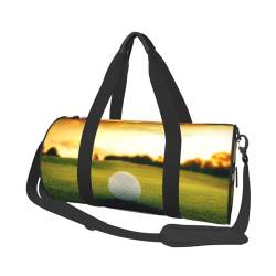 Runde Reisetasche mit Golfplatz-Druck, große Kapazität, multifunktionale Aufbewahrungstasche, Schwarz , Einheitsgröße von BACKZY