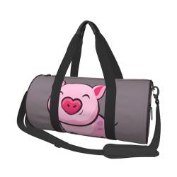 Smile Reisegepäcktasche mit rosa Schweine-Aufdruck, rund, große Kapazität, multifunktionale Aufbewahrungstasche, Schwarz , Einheitsgröße von BACKZY