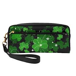 St Patricks Day Modische Kosmetiktasche mit Blätter-Druck, multifunktionale Aufbewahrungstasche, Schwarz , Einheitsgröße von BACKZY