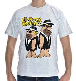 T-Shirt The Bedrock Brothers grau meliert Siebdruck lieferbar in den Größen M, XL und XXL Flintstones als Blues Brothers (XL) von BAD TASTE