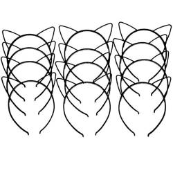 12 teile/satz Mädchen Katze Ohr Stirnbänder Matte Katze Ohren Stirnband Kunststoff Zähne Haarbänder Familie Dekoration Party (Color : 12pcs-C) von BADALO