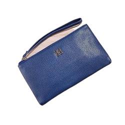 BADALO Frauen Lange Casual Brieftasche Litschi Korn PU Leder Dame Zipper Handy Tasche Kreditkarte Halter Weibliche Geldbörse Münze Geld Tasche Kupplung (Color : Deep Blue) von BADALO