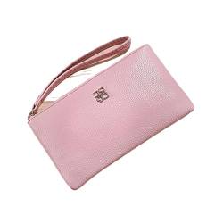 BADALO Frauen Lange Casual Brieftasche Litschi Korn PU Leder Dame Zipper Handy Tasche Kreditkarte Halter Weibliche Geldbörse Münze Geld Tasche Kupplung (Color : Pink) von BADALO