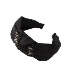Haarbänder for Mädchen, schwarze Rosen, Damen-Stirnbänder, breite Haarbänder, Strass-Designs (Color : RY8541B) von BADALO