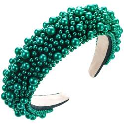 Hochwertiges, vollfarbiges Perlenschwamm-Stirnband, Haarschmuck, Damen-Trend-Party-Haarbänder, Haarbänder, Mädchen-Kopfbedeckung (Color : Green) von BADALO