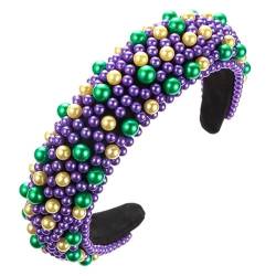 Hochwertiges, vollfarbiges Perlenschwamm-Stirnband, Haarschmuck, Damen-Trend-Party-Haarbänder, Haarbänder, Mädchen-Kopfbedeckung (Color : Purple green yellow) von BADALO