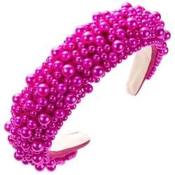 Hochwertiges, vollfarbiges Perlenschwamm-Stirnband, Haarschmuck, Damen-Trend-Party-Haarbänder, Haarbänder, Mädchen-Kopfbedeckung (Color : Rose Red) von BADALO