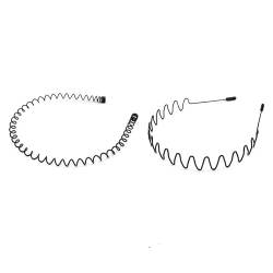 Metall Eisen Stirnband Männer Frauen Unisex Schwarz Welle Stirnband 5mm Sport Haarband Haar Zubehör (Color : B Set 2pcs) von BADALO