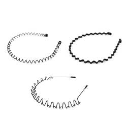 Metall Eisen Stirnband Männer Frauen Unisex Schwarz Welle Stirnband 5mm Sport Haarband Haar Zubehör (Color : B Set 3pcs) von BADALO